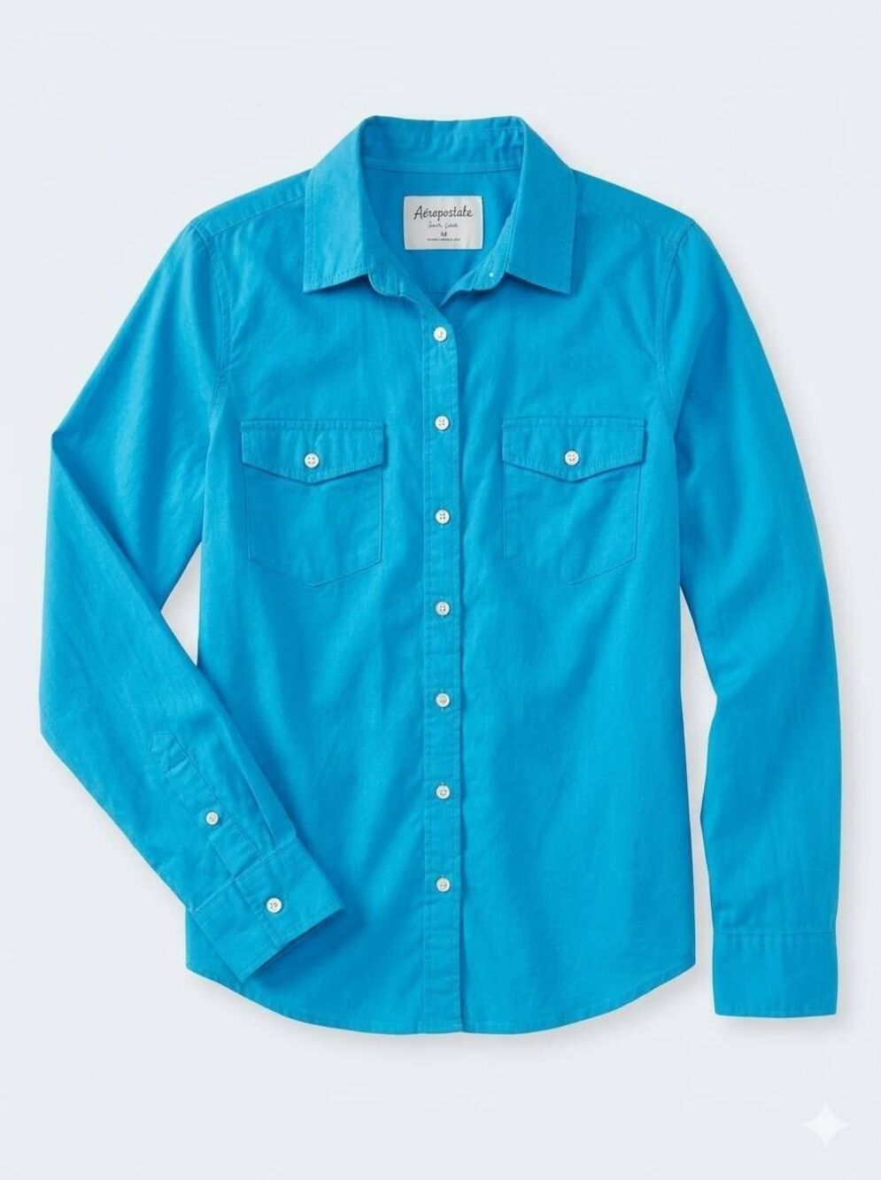 🔹️Aeropostale Blue Button Front Adjustable Long Sleeve Shirt Large